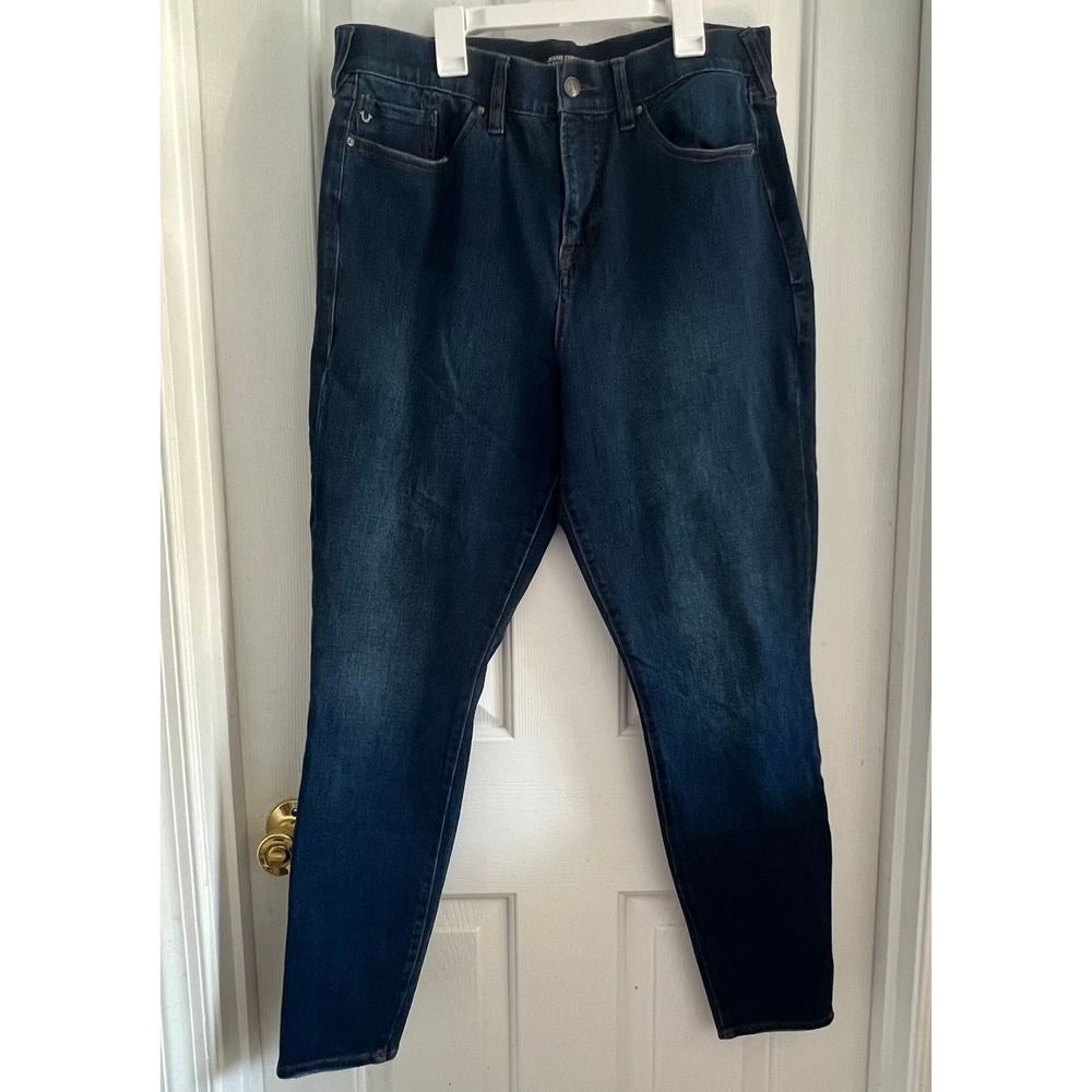 True Religion Jennie Curvy High Rise Super Skinny Jeans Dark Wash Indigo Size 33